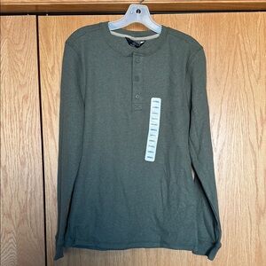 Men’s Small Olive Long Sleeve Henley Shirt